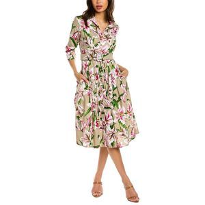 Samantha Sung Womens  Audrey 2 3/4-Sleeve Shirtdress